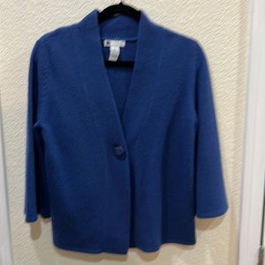 Carole Little Lambs Wool Blend V-Neck Sweater with Large Button Closure